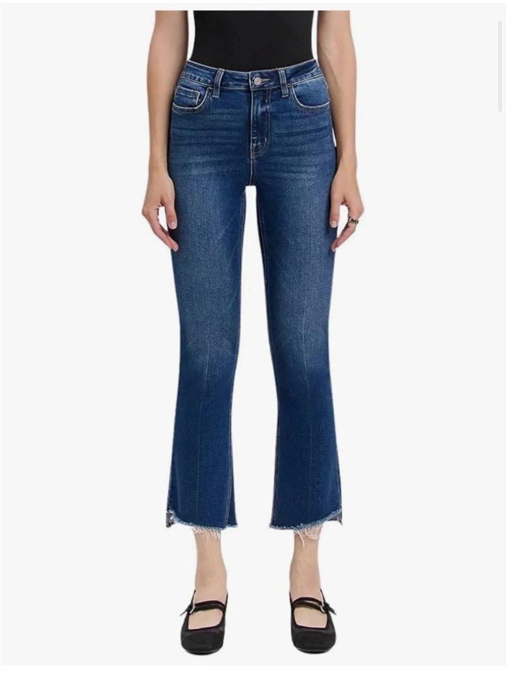 VERVET Women's High-Rise Raw Step Hem Cropped Kick Flare Jeans size 26 - Picture 1 of 8